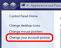 Windows 7 Personalize, Change Account Picture